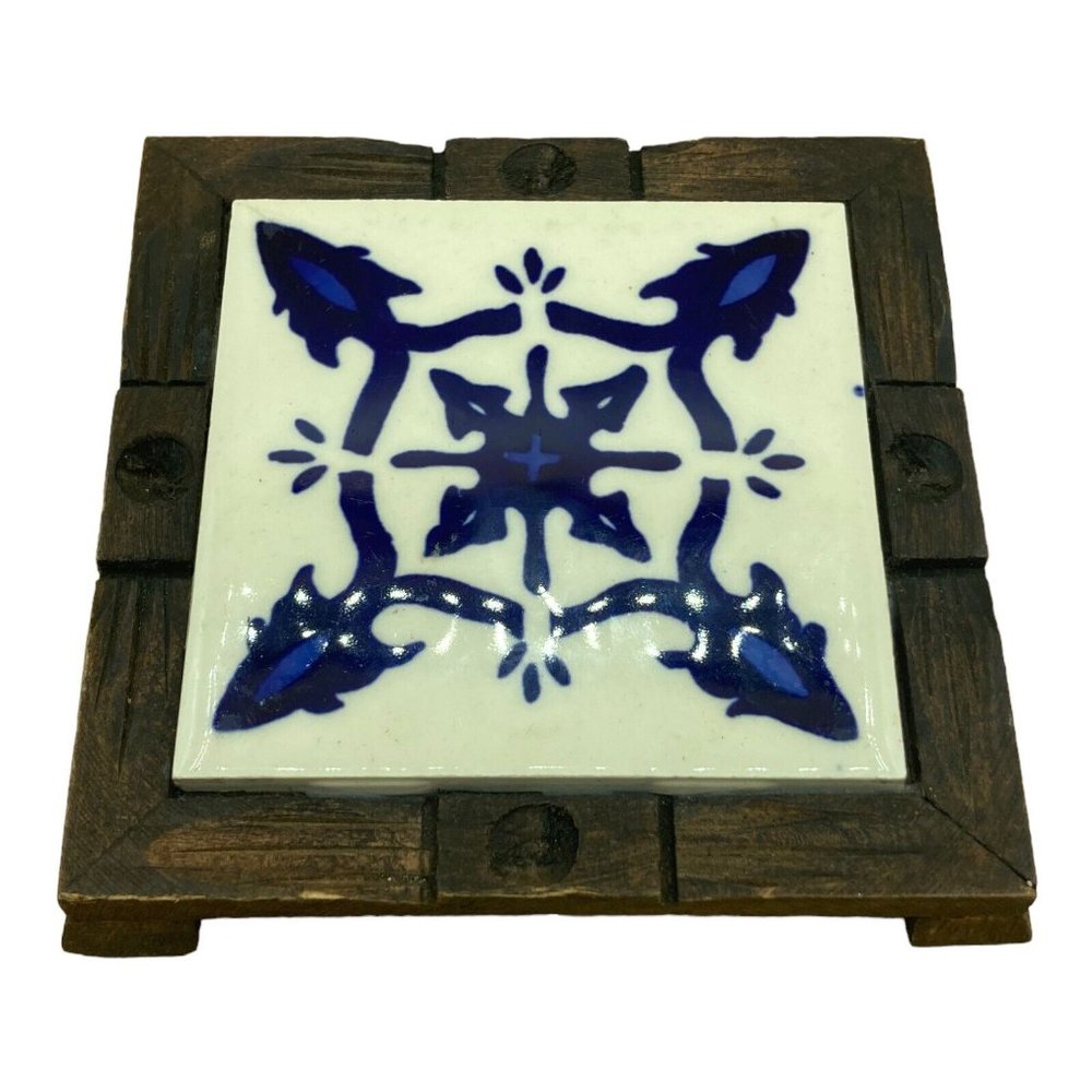 Trivet Tile Colonial Made In Spain Blue White De Esta Region Aislante Para Mesa - Picture 2 of 9